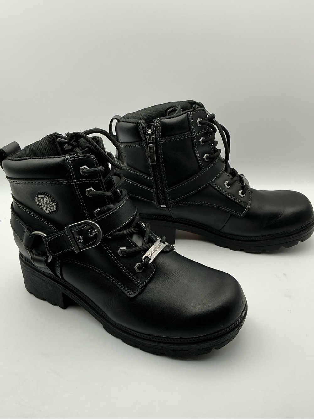 Harley-Davidson Tegan Black Leather Motorcycle Boots Women’s 8.5 D84424.